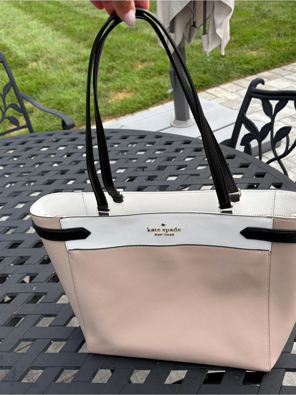 Kate Spade New York Staci Colorblock Laptop Tote - Warm Beige Multi